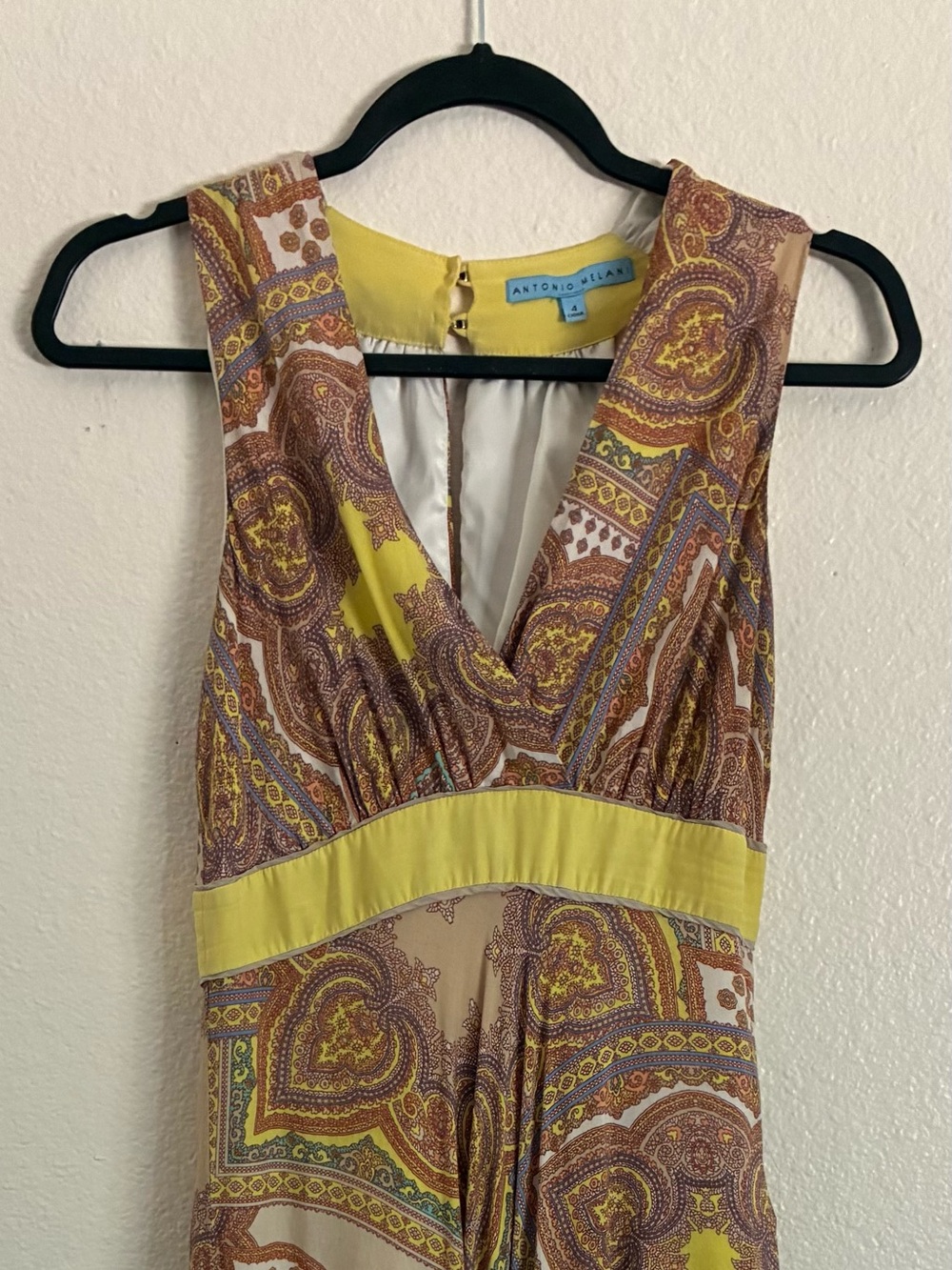 ANTONIO MELANI Yellow and Cream Dress Top